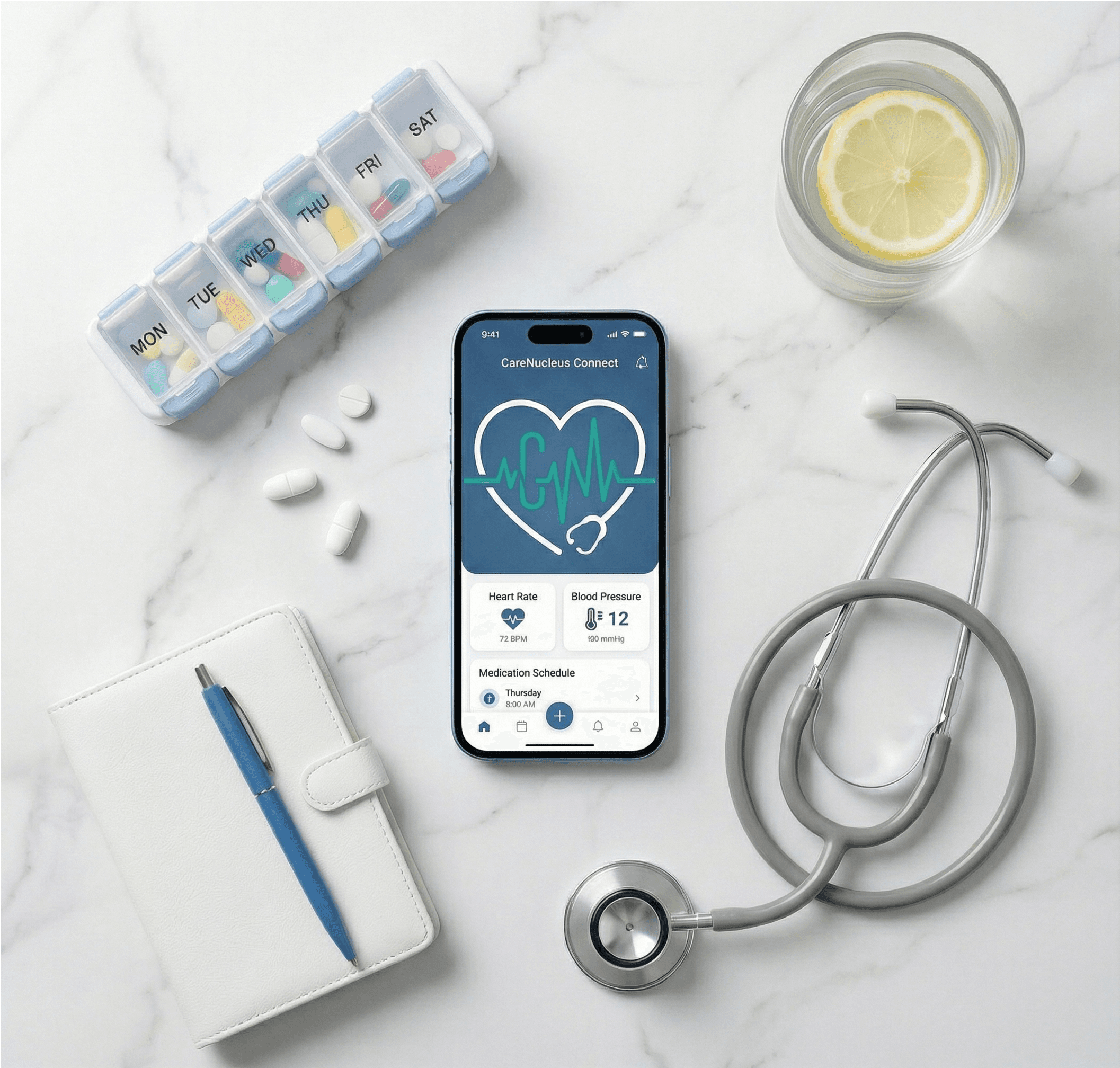 Organized caregiver managing family care—appointments, messages, and health records in one place